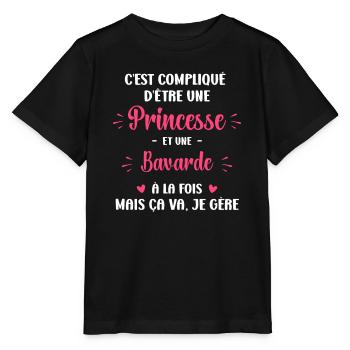 C est compliqué princesse et bavarde - T-shirt bio MINI CREATOR Stanley/Stella Enfant - noir - Devant - Mikhail (115cm)