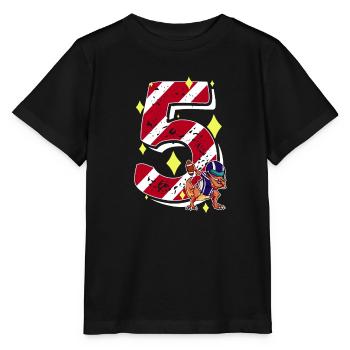 5 Years Old Dinosaur American Football 5th B-day - Stanley/Stella MINI CREATOR Kids’ T-Shirt - black - Front - Mikhail (115cm)
