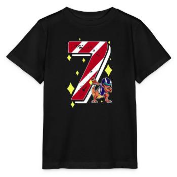 7 ans Dinosaur American Football 7ème B-day - T-shirt bio MINI CREATOR Stanley/Stella Enfant - noir - Devant - Mikhail (115cm)