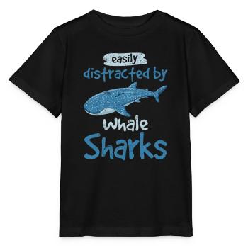 Easily Distracted By Whale Sharks Cute Whale Shark - Stanley/Stella Kinder T-Shirt MINI CREATOR  - Schwarz - Vorne - Mikhail (115cm)