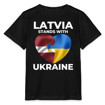 Lettland unterstützt die Ukraine - Stanley/Stella Kinder T-Shirt MINI CREATOR  - Schwarz - Vorne - Mikhail (115cm)
