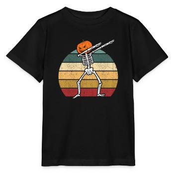 Halloween Dabbing Skeleton Creepy Pumpkin Jack - Stanley/Stella MINI CREATOR Kids’ T-Shirt - black - Front - Mikhail (115cm)