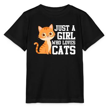 Just A Girl Who Loves Cats Katze - Stanley/Stella Kinder T-Shirt MINI CREATOR  - Schwarz - Vorne - Mikhail (115cm)
