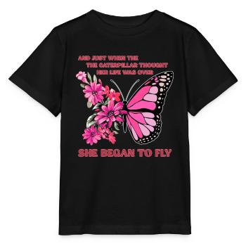 Butterfly Flower Floral Flowers Flowers - Stanley/Stella MINI CREATOR Kids’ T-Shirt - black - Front - Mikhail (115cm)