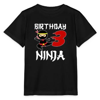 Cadeau Ninja d’anniversaire de trois ans - T-shirt bio MINI CREATOR Stanley/Stella Enfant - noir - Devant - Mikhail (115cm)