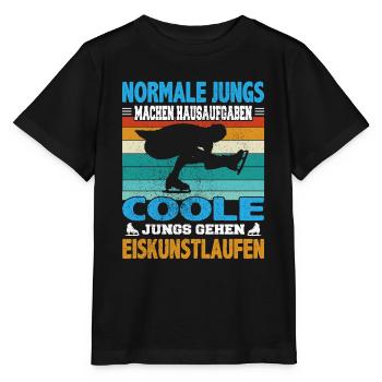 Normale Jungs Hausaufgaben coole Eiskunstlauf - Stanley/Stella Kinder T-Shirt MINI CREATOR  - Schwarz - Vorne - Mikhail (115cm)