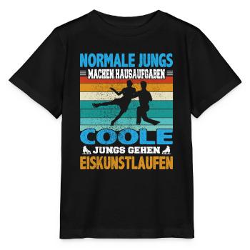 Normale Jungs Hausaufgaben coole Eiskunstlauf - Stanley/Stella Kinder T-Shirt MINI CREATOR  - Schwarz - Vorne - Mikhail (115cm)