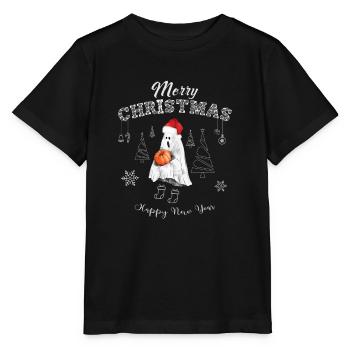funny mery christmas and happy new year design boo - T-shirt bio MINI CREATOR Stanley/Stella Enfant - noir - Devant - Mikhail (115cm)