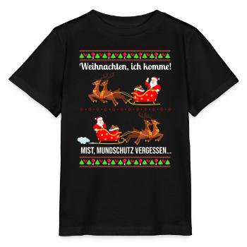 Weihnachtsmann dreht um Mundschutz vergessen - Stanley/Stella Kinder T-Shirt MINI CREATOR  - Schwarz - Vorne - Mikhail (115cm)