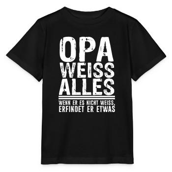 Opa weiss alles - Wenn er es nicht weiss erfindet - Stanley/Stella Kinder T-Shirt MINI CREATOR  - Schwarz - Vorne - Mikhail (115cm)