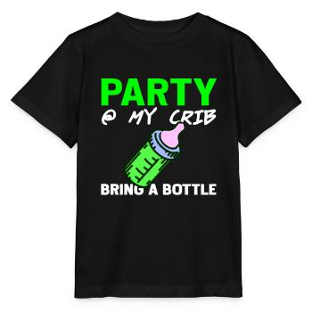 Party At My Crib Bring A Bottle Funny Baby Present - Stanley/Stella MINI CREATOR Kids’ T-Shirt - black - Front - Mikhail (115cm)