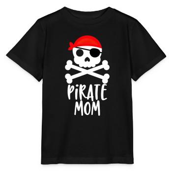 Skull and Crossbones Jolly Roger Pirate Mom - Stanley/Stella Kinder T-Shirt MINI CREATOR  - Schwarz - Vorne - Mikhail (115cm)