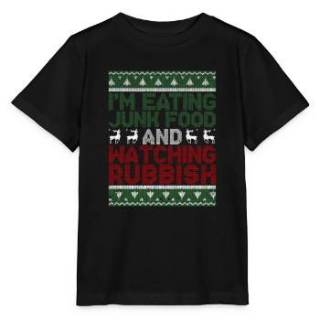 Ich esse Junk Food und schaue einen miesen - Stanley/Stella Kinder T-Shirt MINI CREATOR  - Schwarz - Vorne - Mikhail (115cm)