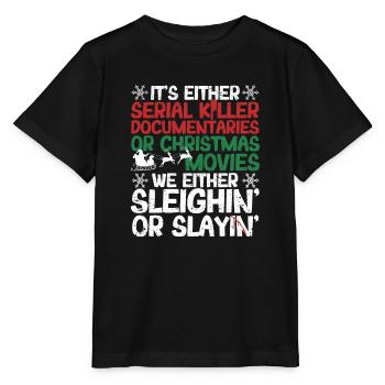 Either Serial Killer Documentaries Christmas - Stanley/Stella MINI CREATOR Kids’ T-Shirt - black - Front - Mikhail (115cm)