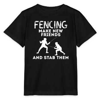 Fechten neue Freunde finden und sie stechen Fechter Wortspiel - Stanley/Stella Kinder T-Shirt MINI CREATOR  - Schwarz - Vorne - Mikhail (115cm)