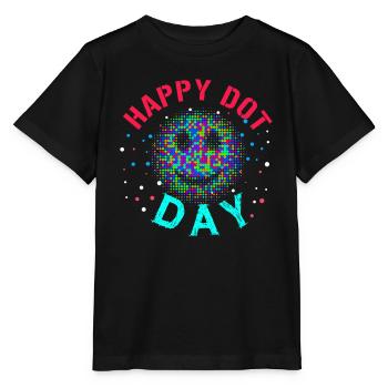 Dot Pattern Colorful Smile Happy Dot Day - Stanley/Stella Kinder T-Shirt MINI CREATOR  - Schwarz - Vorne - Mikhail (115cm)