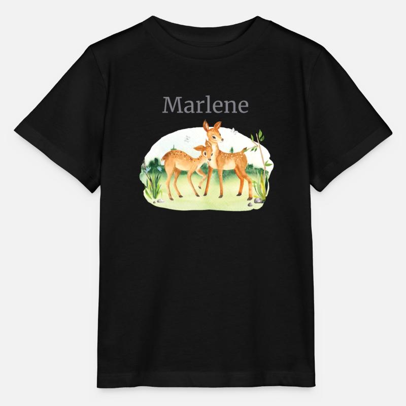 Waldtier Reh Blumen Name Marlene - Stanley/Stella Kinder T-Shirt MINI CREATOR  - Schwarz