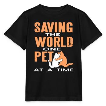 Sauver le monde un animal à la fois Design rétro - T-shirt bio MINI CREATOR Stanley/Stella Enfant - noir - Devant - Mikhail (115cm)