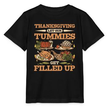Thanksgiving let our tummies get filled up - Stanley/Stella MINI CREATOR Kids’ T-Shirt - black - Front - Mikhail (115cm)