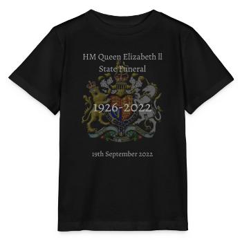 HM Queen Elizabeth ll State Funeral Commemorative - Stanley/Stella MINI CREATOR Kids’ T-Shirt - black - Front - Mikhail (115cm)