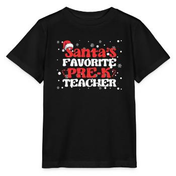 Santa's Favorite Pre-K Teacher Weihnachten - Stanley/Stella Kinder T-Shirt MINI CREATOR  - Schwarz - Vorne - Mikhail (115cm)