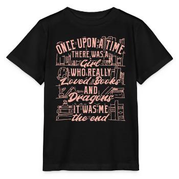 Bücherwurm Drachen Mädchen Bücher - Stanley/Stella Kinder T-Shirt MINI CREATOR  - Schwarz - Vorne - Mikhail (115cm)
