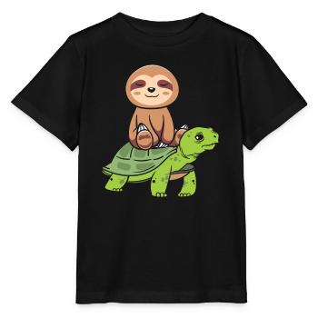 Drôle de tortue de mer Tortue de mer Eau de mer - T-shirt bio MINI CREATOR Stanley/Stella Enfant - noir - Devant - Mikhail (115cm)
