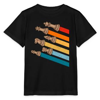 Schachfiguren Vintage Farben - Stanley/Stella Kinder T-Shirt MINI CREATOR  - Schwarz - Vorne - Mikhail (115cm)