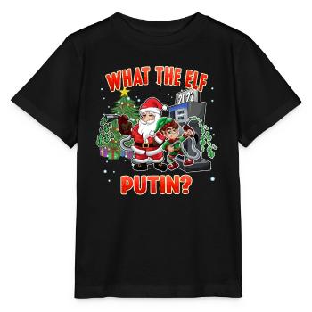 Funny Santa and Elf Gas Pump Christmas Humor - Stanley/Stella MINI CREATOR Kids’ T-Shirt - black - Front - Mikhail (115cm)