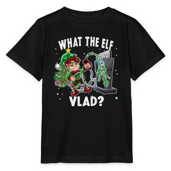 Funny Elf Pumping Gas Christmas Funny - Stanley/Stella MINI CREATOR Kids’ T-Shirt - black - Front - Mikhail (115cm)