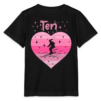 Herz Liebe Hobby Skifahren 10. Geburtstag - Stanley/Stella Kinder T-Shirt MINI CREATOR  - Schwarz - Vorne - Mikhail (115cm)