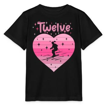 Herz Liebe Hobby Skifahren 12. Geburtstag - Stanley/Stella Kinder T-Shirt MINI CREATOR  - Schwarz - Vorne - Mikhail (115cm)