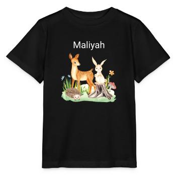 Animal deer rabbit hedgehog Maliyah - Stanley/Stella Kinder T-Shirt MINI CREATOR  - Schwarz - Vorne - Mikhail (115cm)