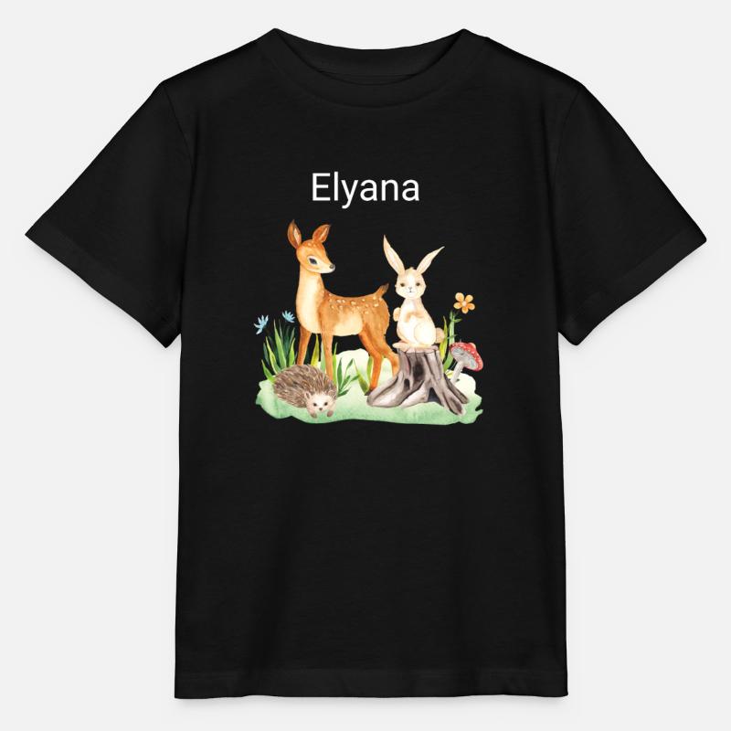 Animal deer rabbit hedgehog Elyana - Stanley/Stella MINI CREATOR Kids’ T-Shirt - black