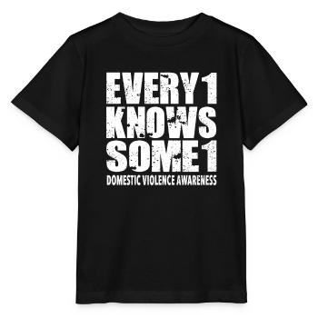 #Every1KnowsSome1 Sensibilisation à la violence domestique - T-shirt bio MINI CREATOR Stanley/Stella Enfant - noir - Devant - Mikhail (115cm)