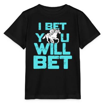 I Bet You Will Bet Funny Horse Racing Retro - Stanley/Stella MINI CREATOR Kids’ T-Shirt - black - Front - Mikhail (115cm)