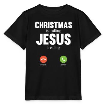 Christmas ist calling Jesus is calling T Shirt - Stanley/Stella MINI CREATOR Kids’ T-Shirt - black - Front - Mikhail (115cm)