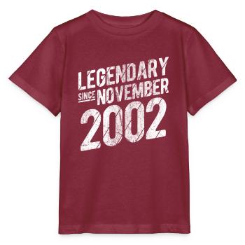 20th Birthday Gift Legendary Since November 2002 2 - Stanley/Stella Kinder T-Shirt MINI CREATOR  - Burgunderrot - Vorne - Kain (125cm)