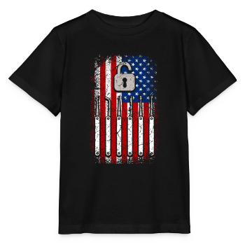 Usa American Flag Locksmith 4th of July - Stanley/Stella MINI CREATOR Kids’ T-Shirt - black - Front - Mikhail (115cm)