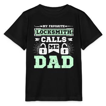 My favorite locksmith calls me dad - Stanley/Stella Kinder T-Shirt MINI CREATOR  - Schwarz - Vorne - Mikhail (115cm)