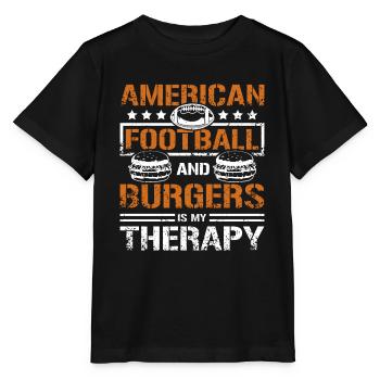 Le football américain et le burger sont ma thérapie - T-shirt bio MINI CREATOR Stanley/Stella Enfant - noir - Devant - Mikhail (115cm)