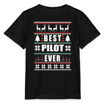Funny Ugly Christmas Best Pilot Ever - Stanley/Stella MINI CREATOR Kids’ T-Shirt - black - Front - Mikhail (115cm)