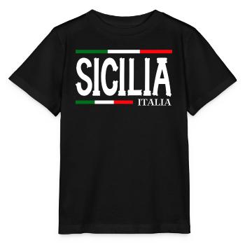 Sicily flag Sicily Palermo Italy - Stanley/Stella MINI CREATOR Kids’ T-Shirt - black - Front - Mikhail (115cm)