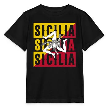 Sizilien flagge Sizilien Palermo Italien - Stanley/Stella Kinder T-Shirt MINI CREATOR  - Schwarz - Vorne - Mikhail (115cm)