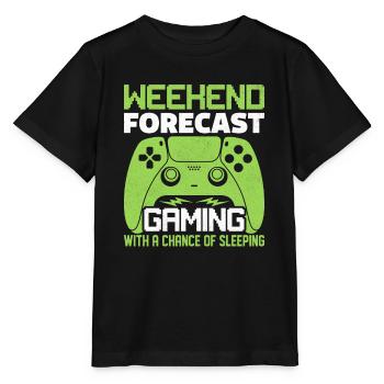 Weekend forecast gaming with a chance of sleeping - Stanley/Stella MINI CREATOR Kids’ T-Shirt - black - Front - Mikhail (115cm)