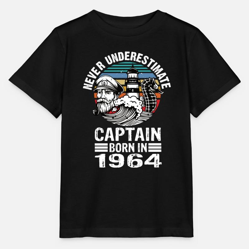 Never Underestimate Captain born in 1964 - Stanley/Stella MINI CREATOR Kids’ T-Shirt - black