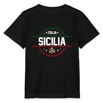 Sicily flag Sicily Palermo Italy - Stanley/Stella MINI CREATOR Kids’ T-Shirt - black - Front - Mikhail (115cm)