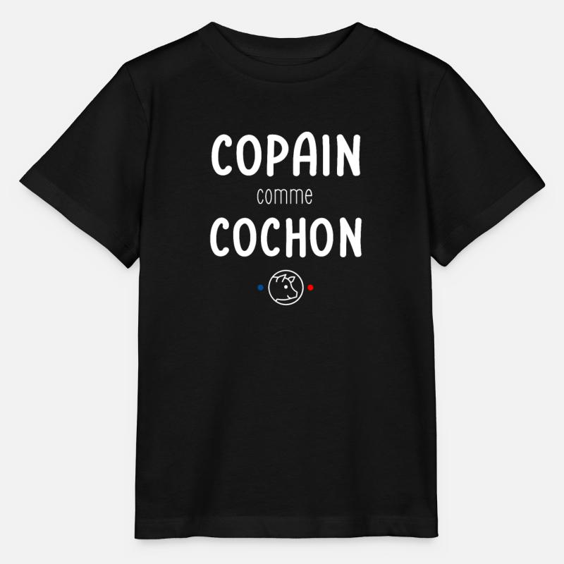 Copain comme cochon - fan de ski et de montagne - T-shirt bio MINI CREATOR Stanley/Stella Enfant - noir