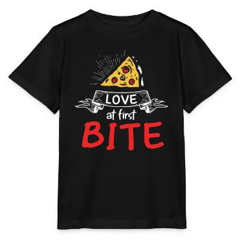 L'amour à la première bouchée Fabrication de pizza drôle - T-shirt bio MINI CREATOR Stanley/Stella Enfant - noir - Devant - Mikhail (115cm)