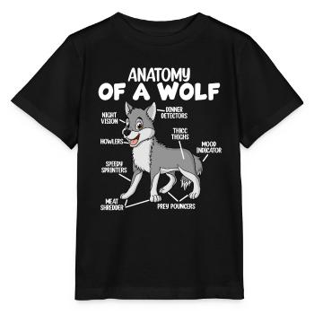 Anatomie d’un loup - T-shirt bio MINI CREATOR Stanley/Stella Enfant - noir - Devant - Mikhail (115cm)